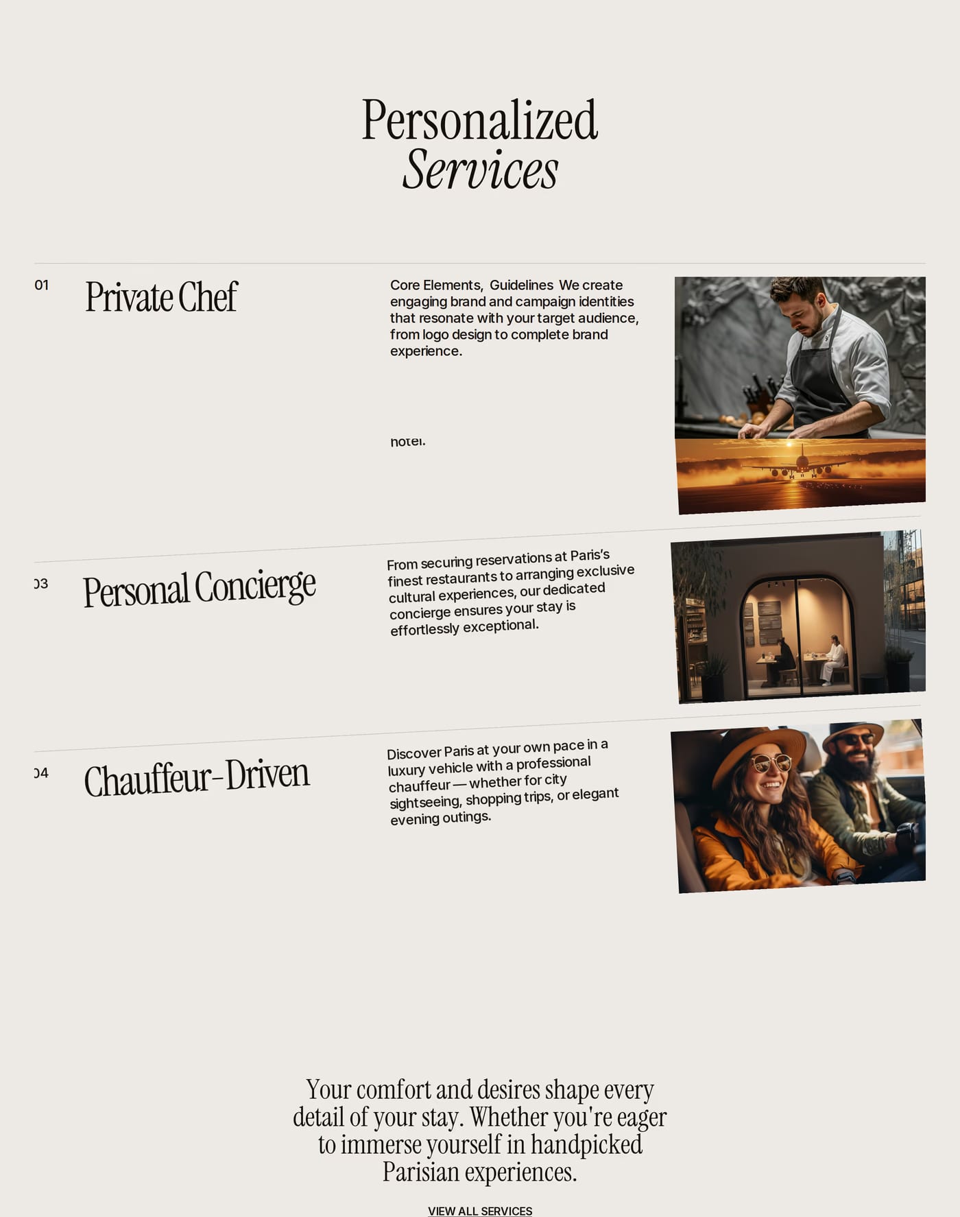 Bellevoire Services section