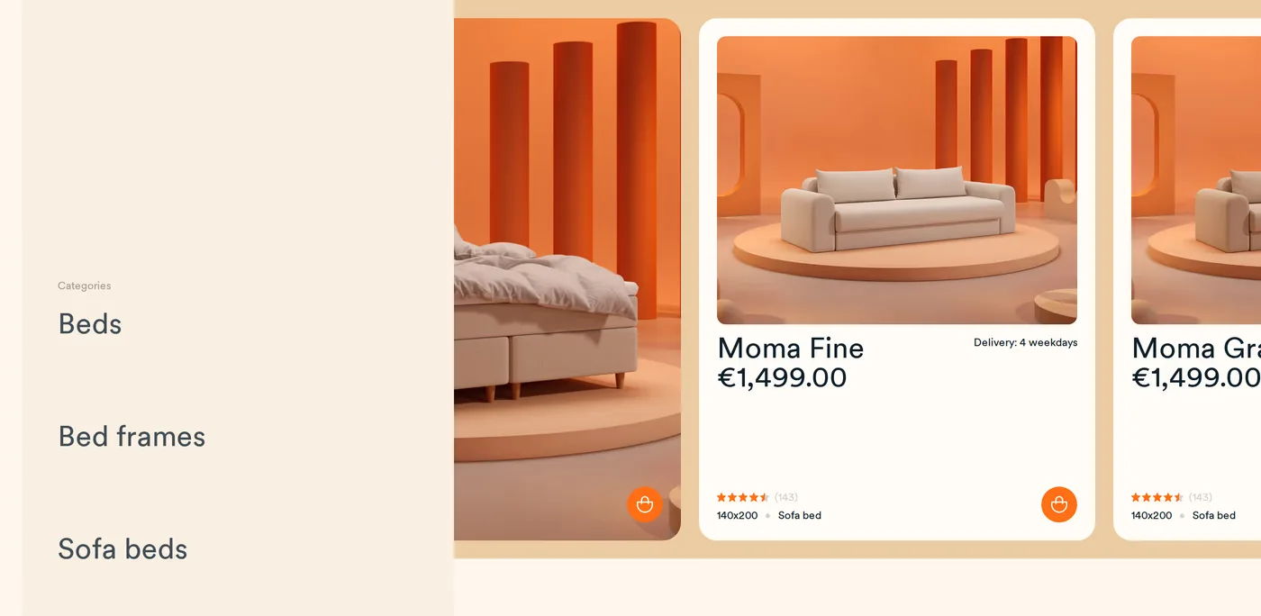 Better Nights — screenshot of the products section