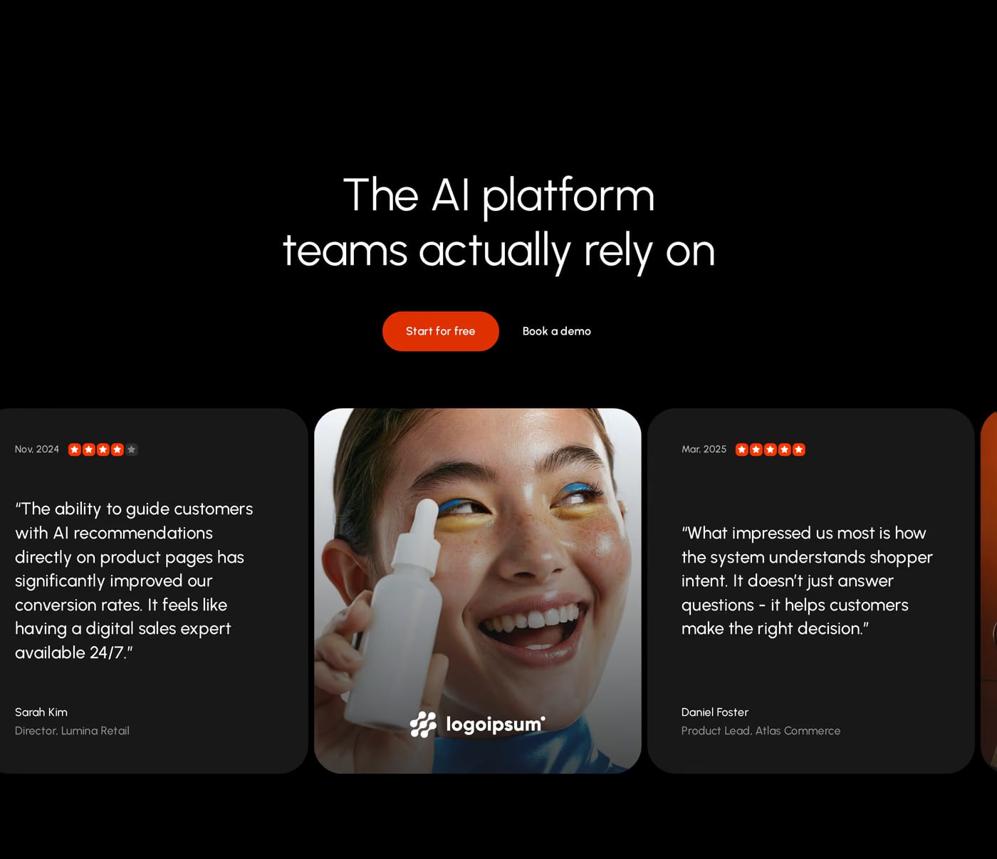 Bliex Testimonials section