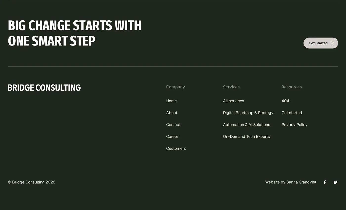 Bridge Consulting — screenshot of the footer section