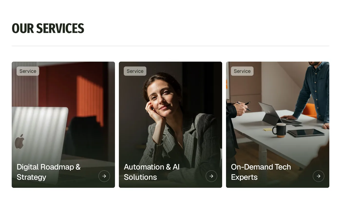 Bridge Consulting — screenshot of the services section