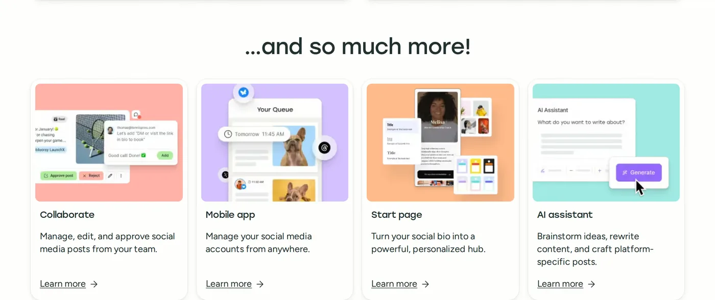 Buffer — screenshot of the features section