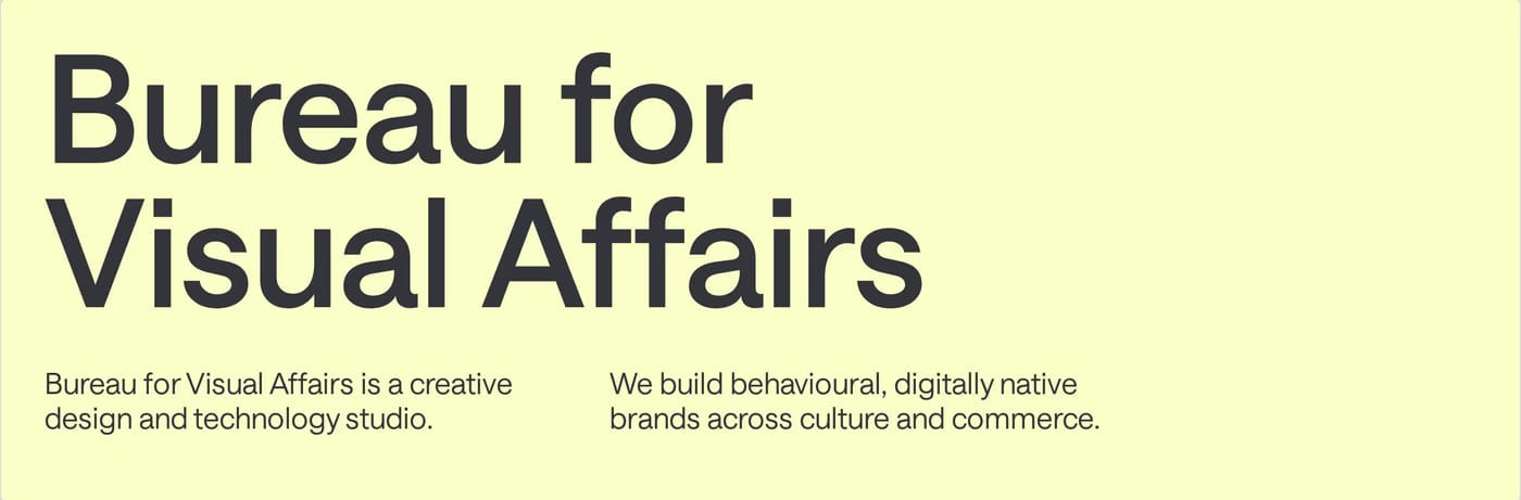 Bureau for Visual Affairs — screenshot of the hero section