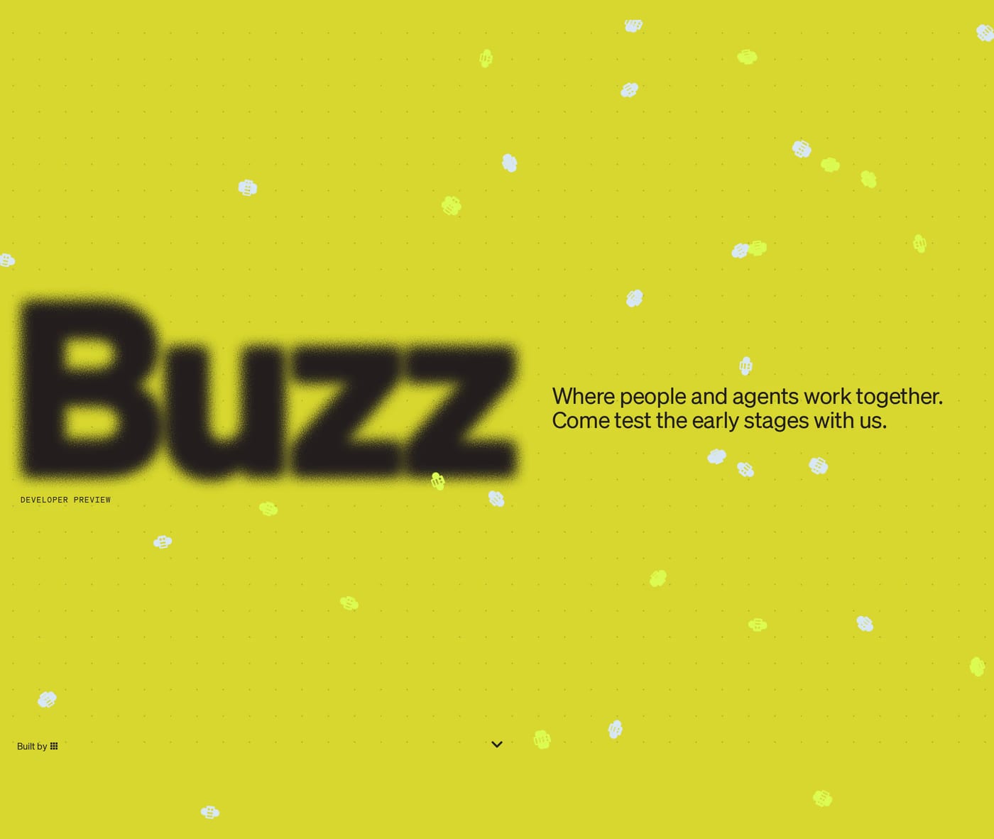 Buzz — screenshot of the hero section