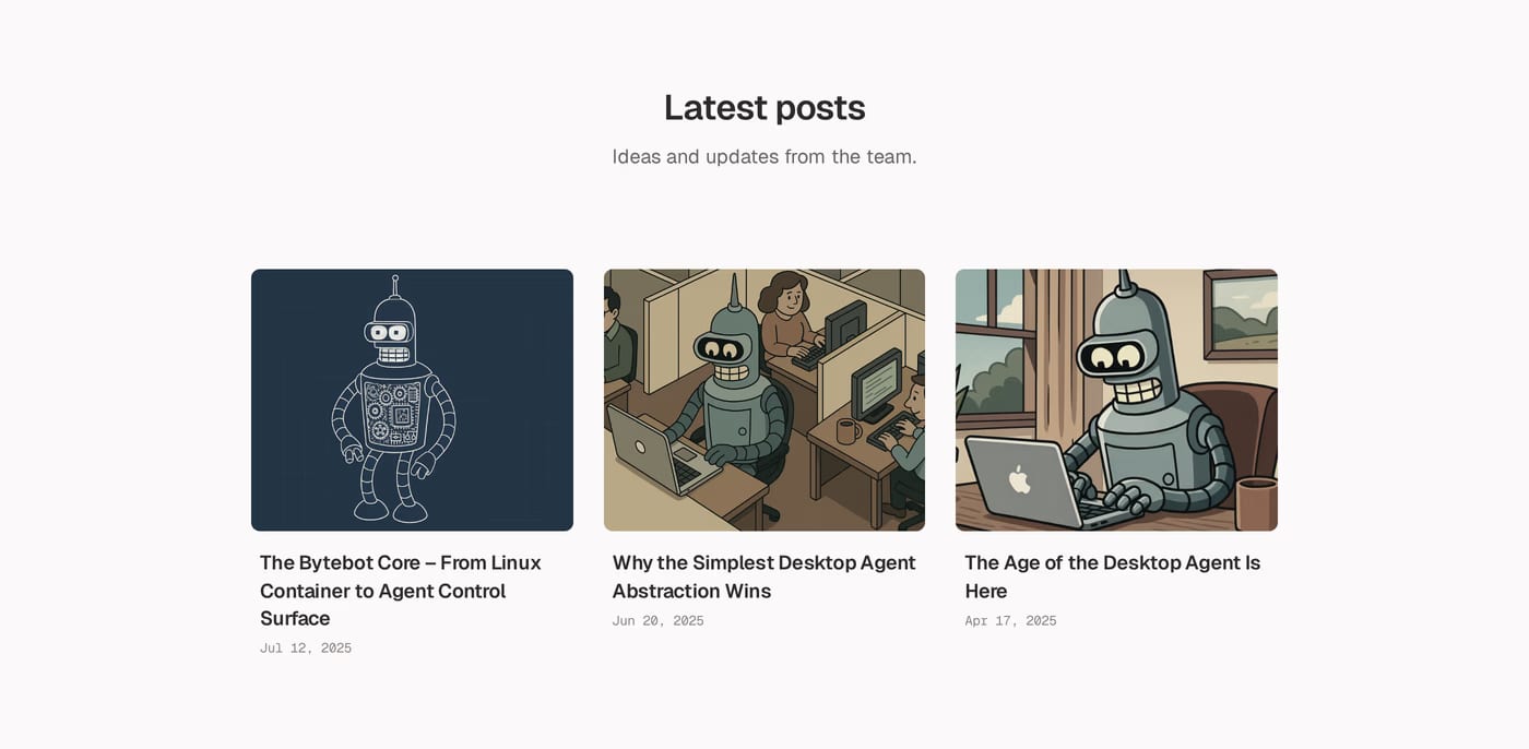 Bytebot — screenshot of the blog section