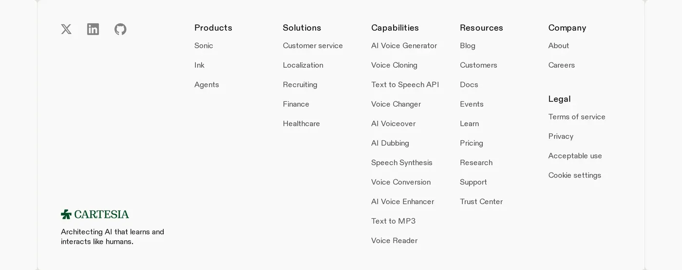 Cartesia — screenshot of the footer section