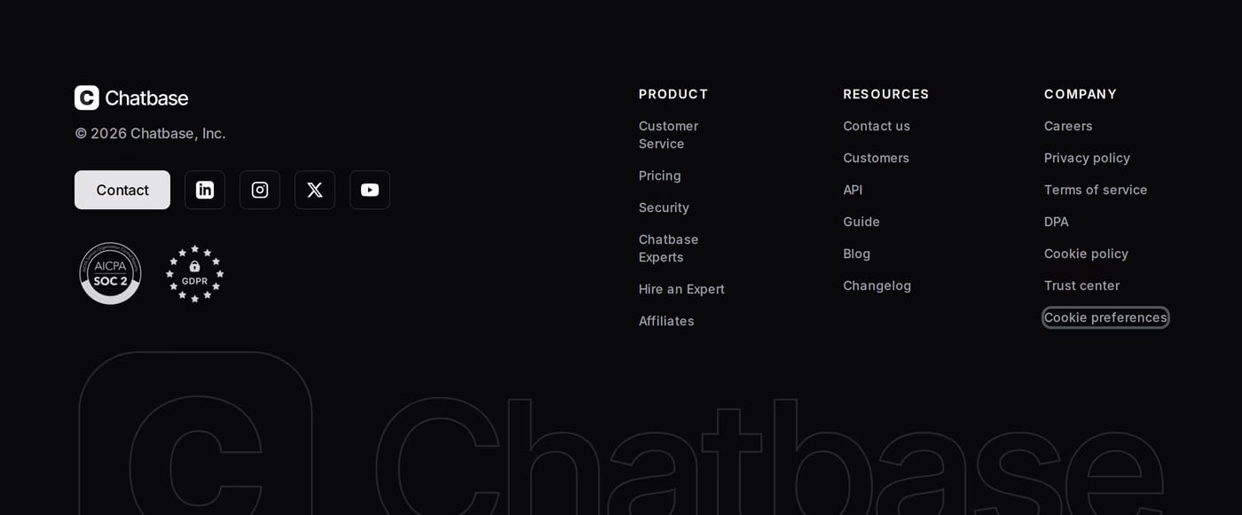 Chatbase Footer section