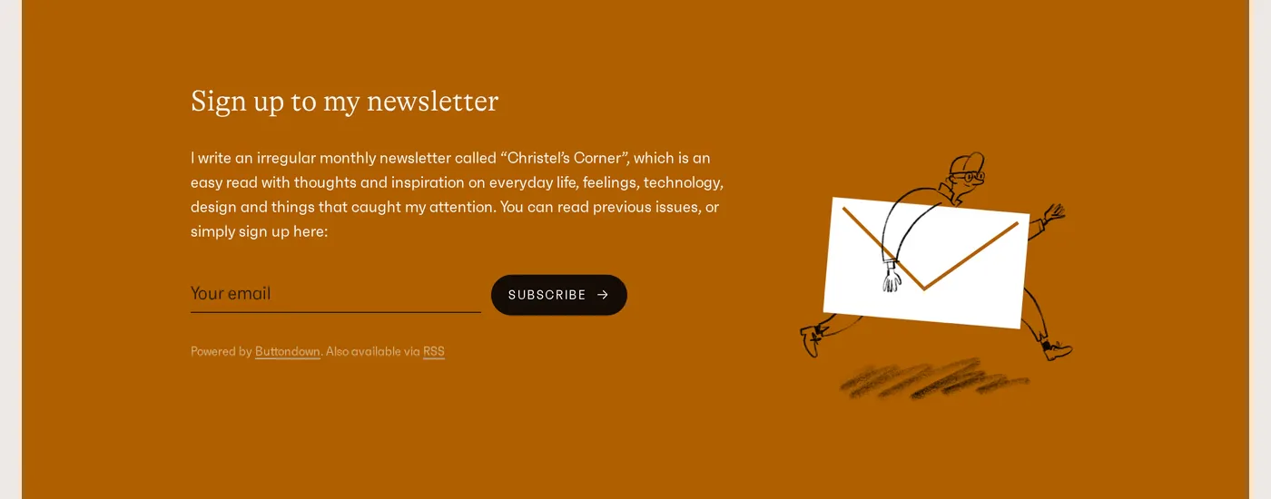 Christoph Rauscher — screenshot of the call to action section