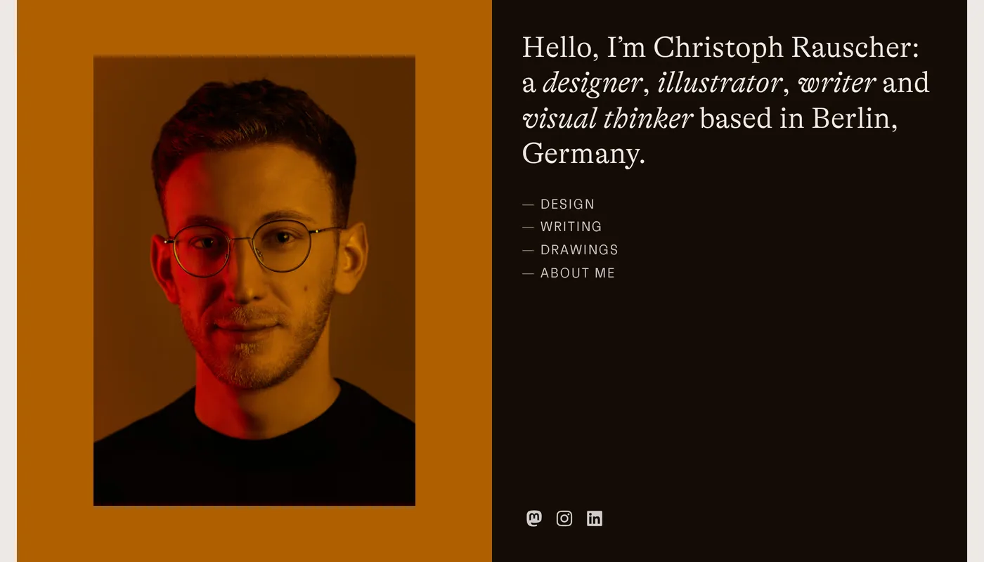 Christoph Rauscher — screenshot of the about section