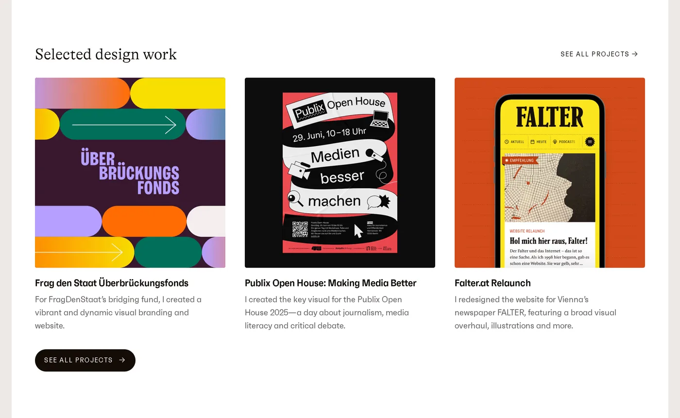 Christoph Rauscher — screenshot of the portfolio section