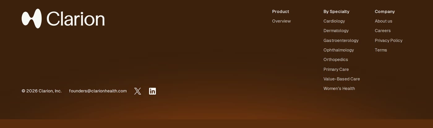 Clarion — screenshot of the footer section