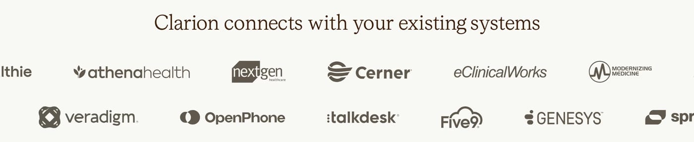 Clarion — screenshot of the logos section