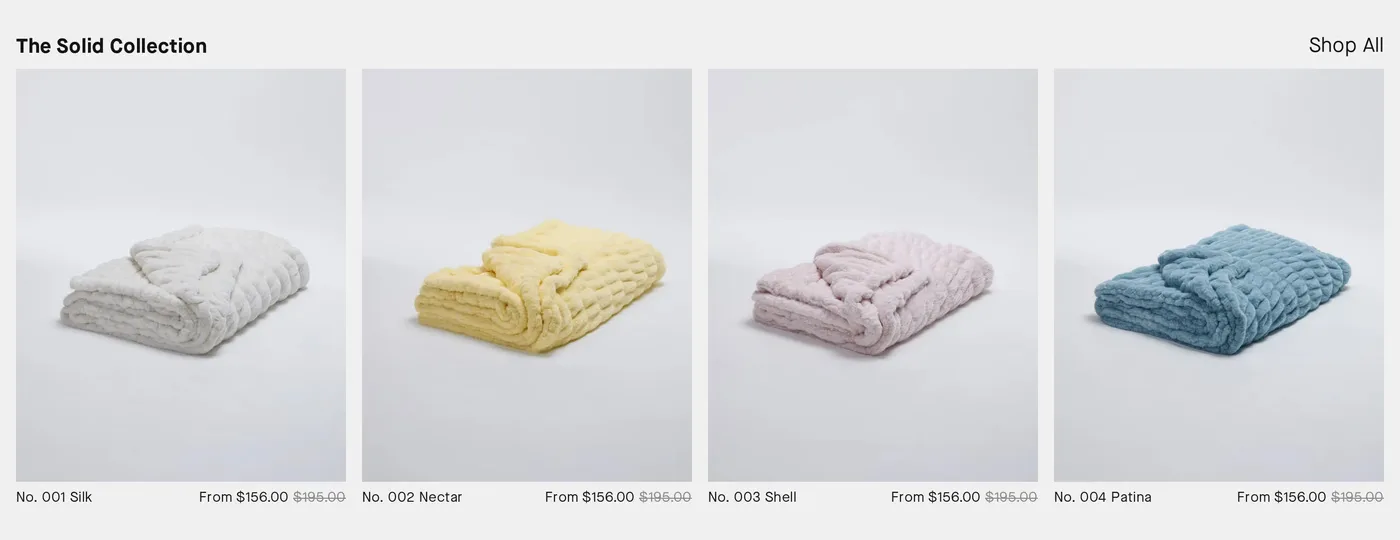 CO'CŌŌN — screenshot of the products section