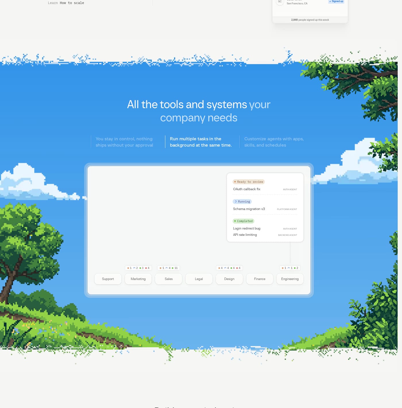 Cofounder Features section