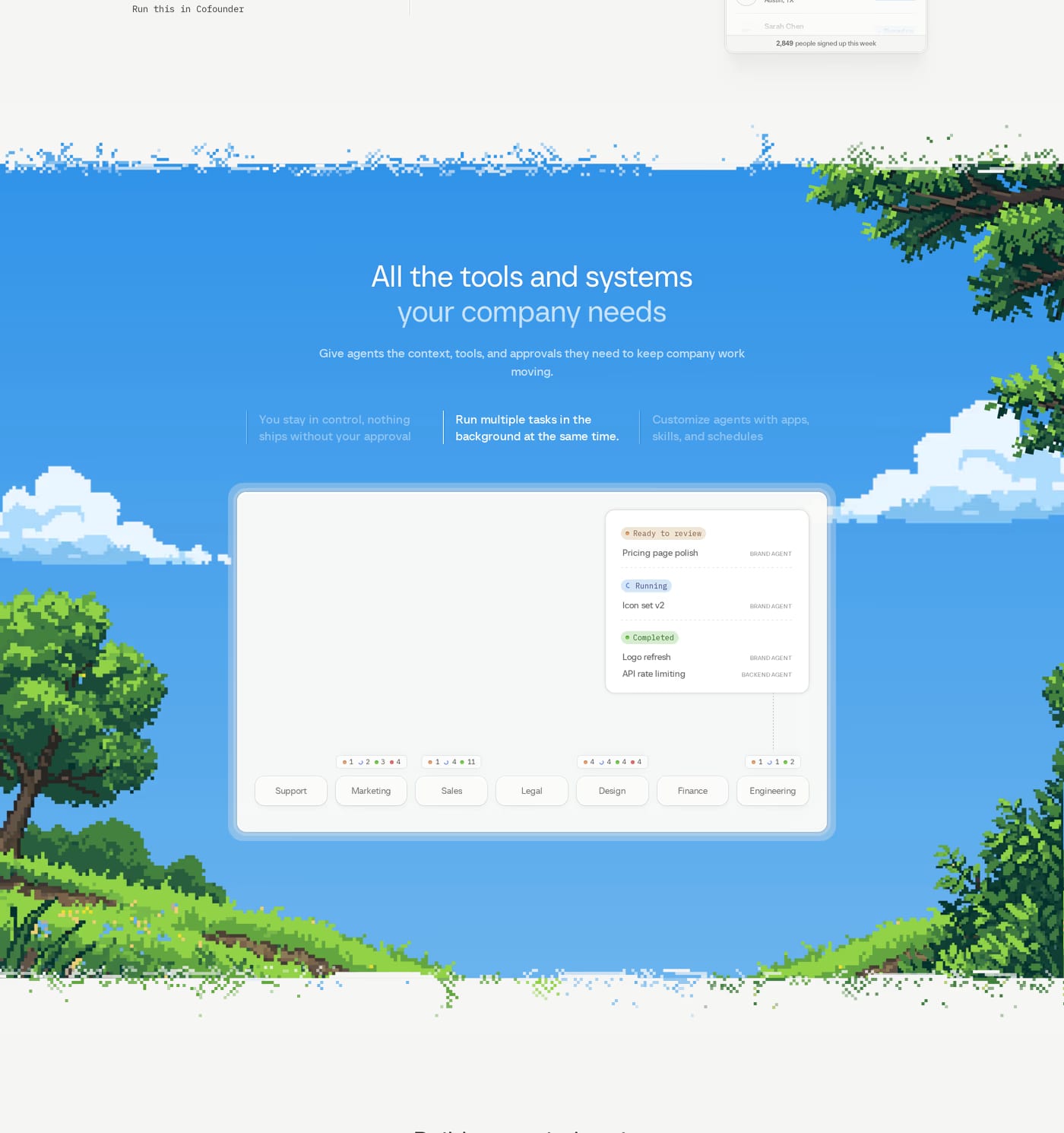 Cofounder Features section