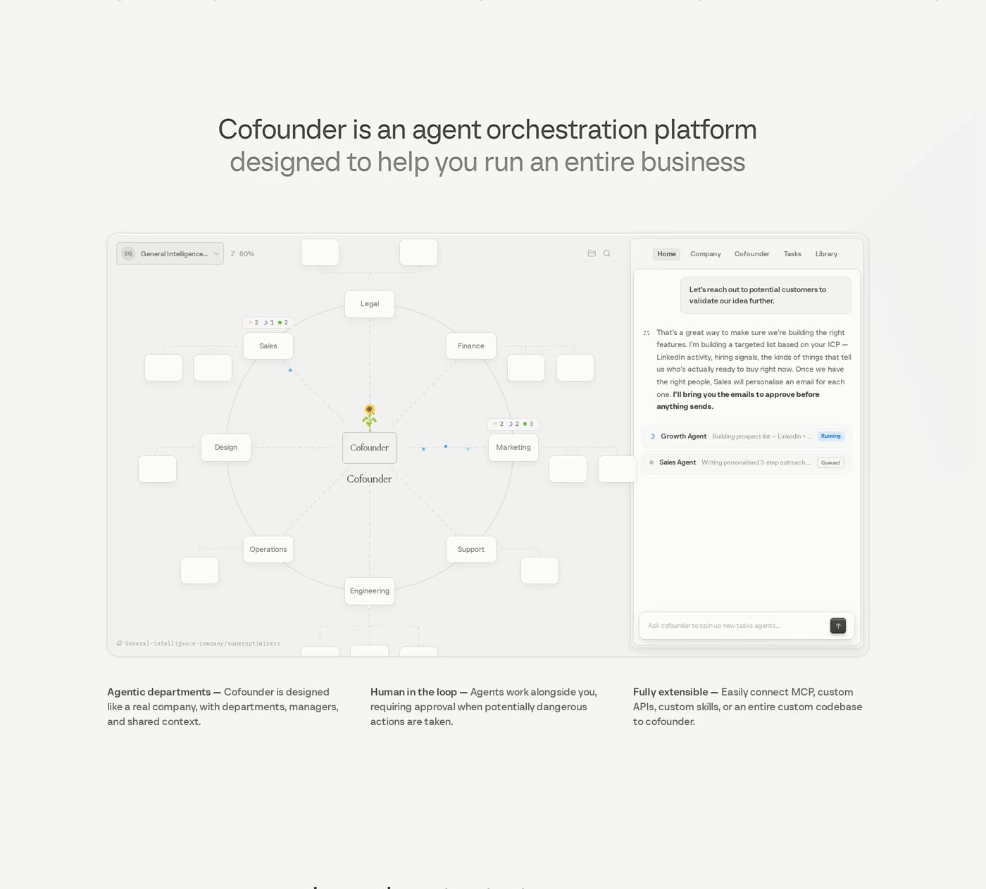 Cofounder Features section