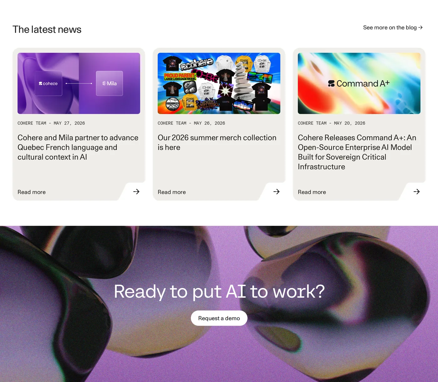 Cohere — screenshot of the blog section