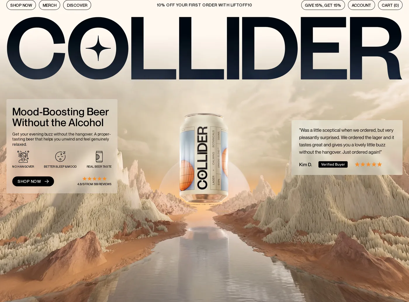 Collider — screenshot of the hero section