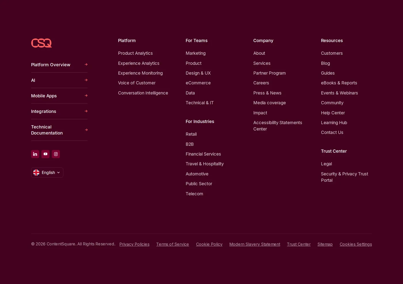Contentsquare — screenshot of the footer section