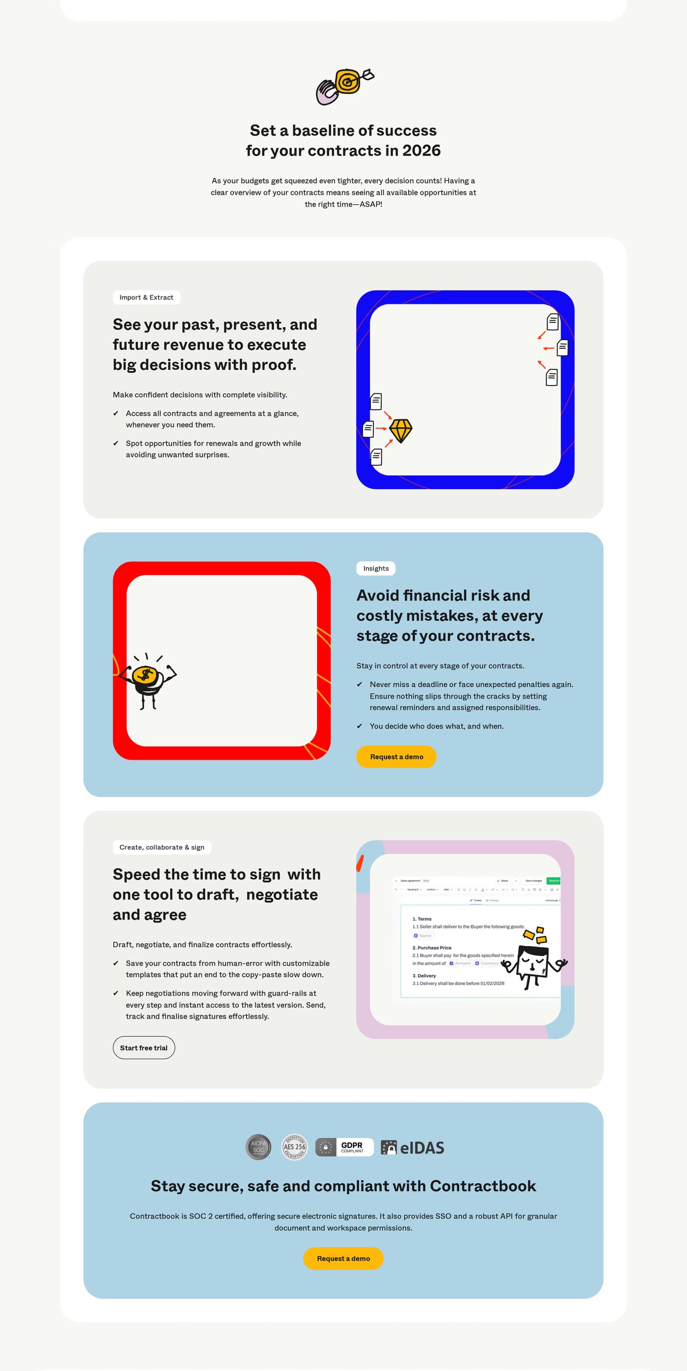 Contractbook — screenshot of the features section