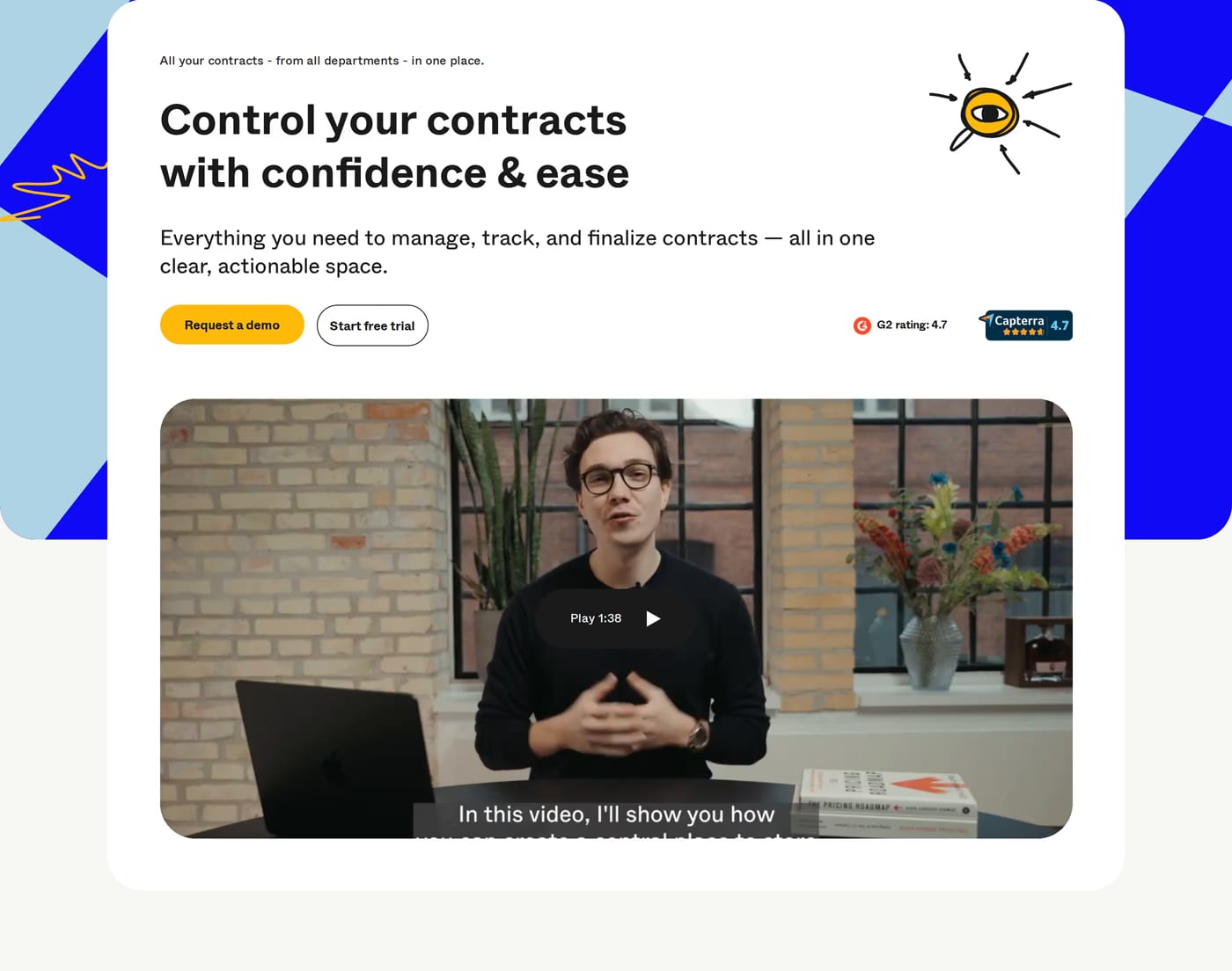 Contractbook — screenshot of the hero section