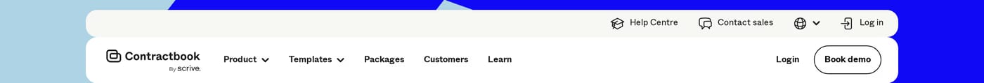 Contractbook — screenshot of the navigation section