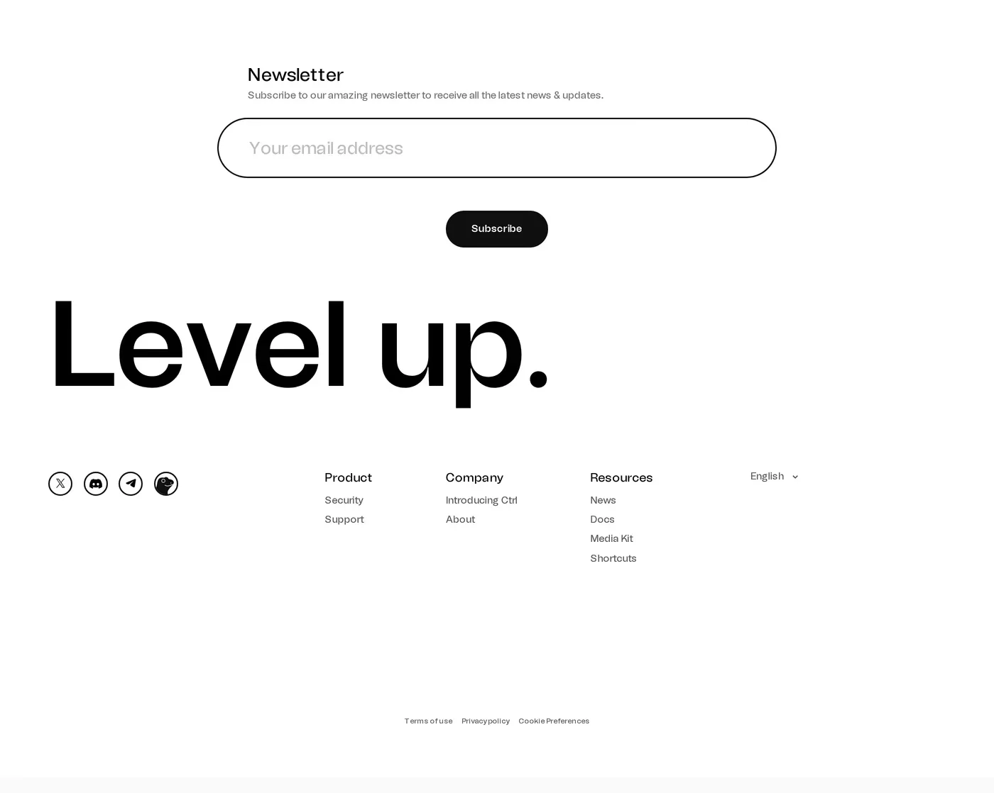 Ctrl — screenshot of the footer section