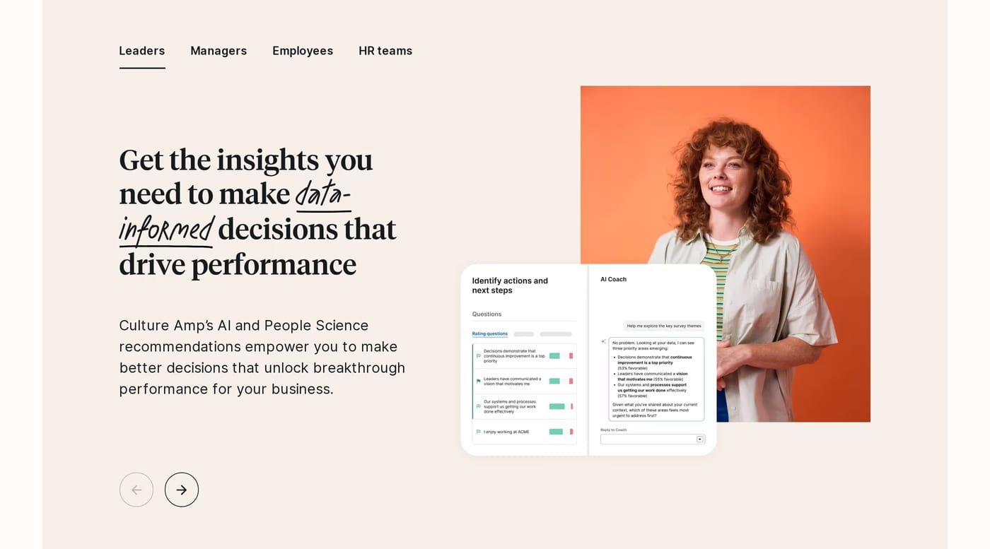 Culture Amp Features section