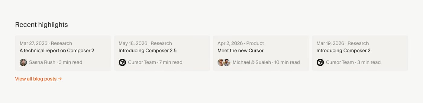 Cursor Blog section