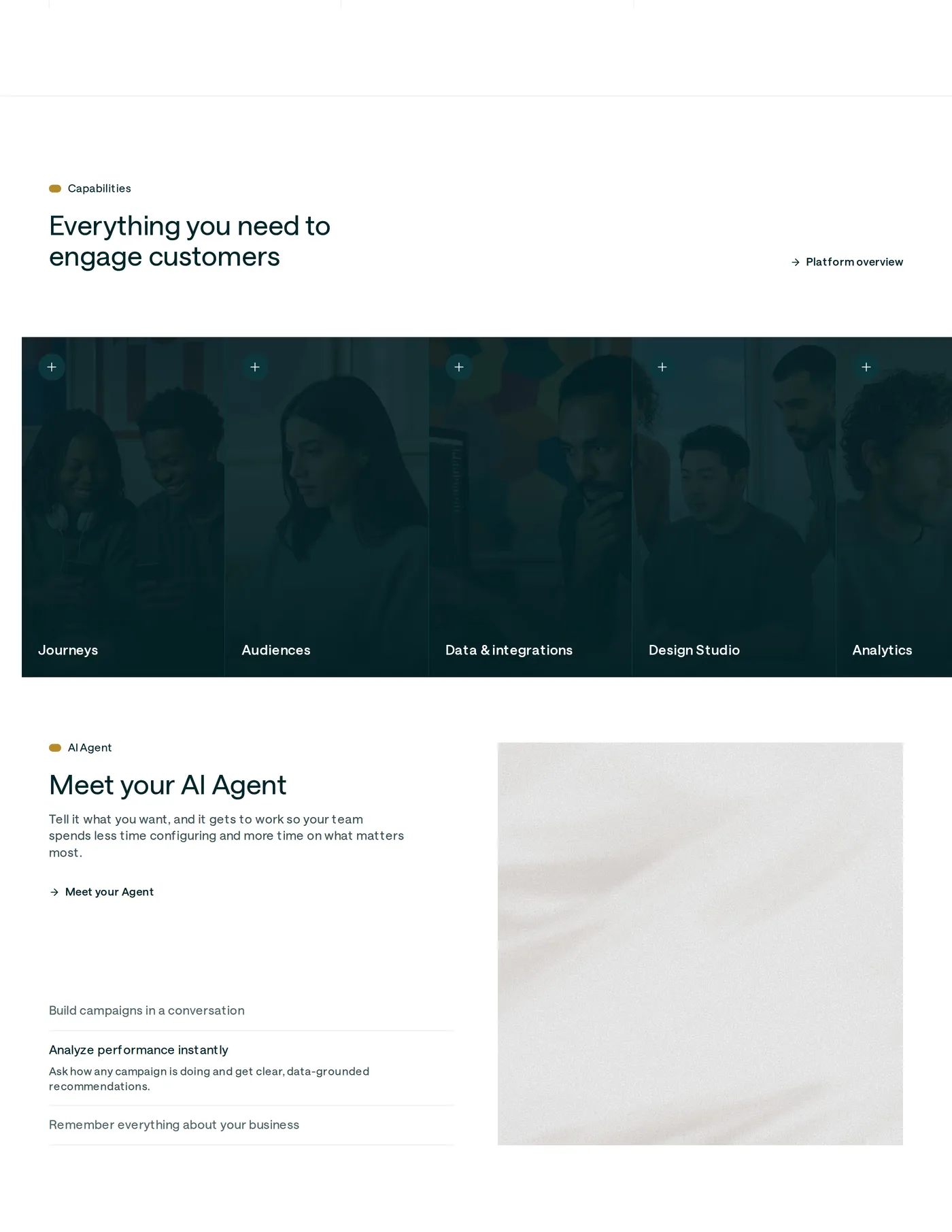 Customer.io — screenshot of the features section