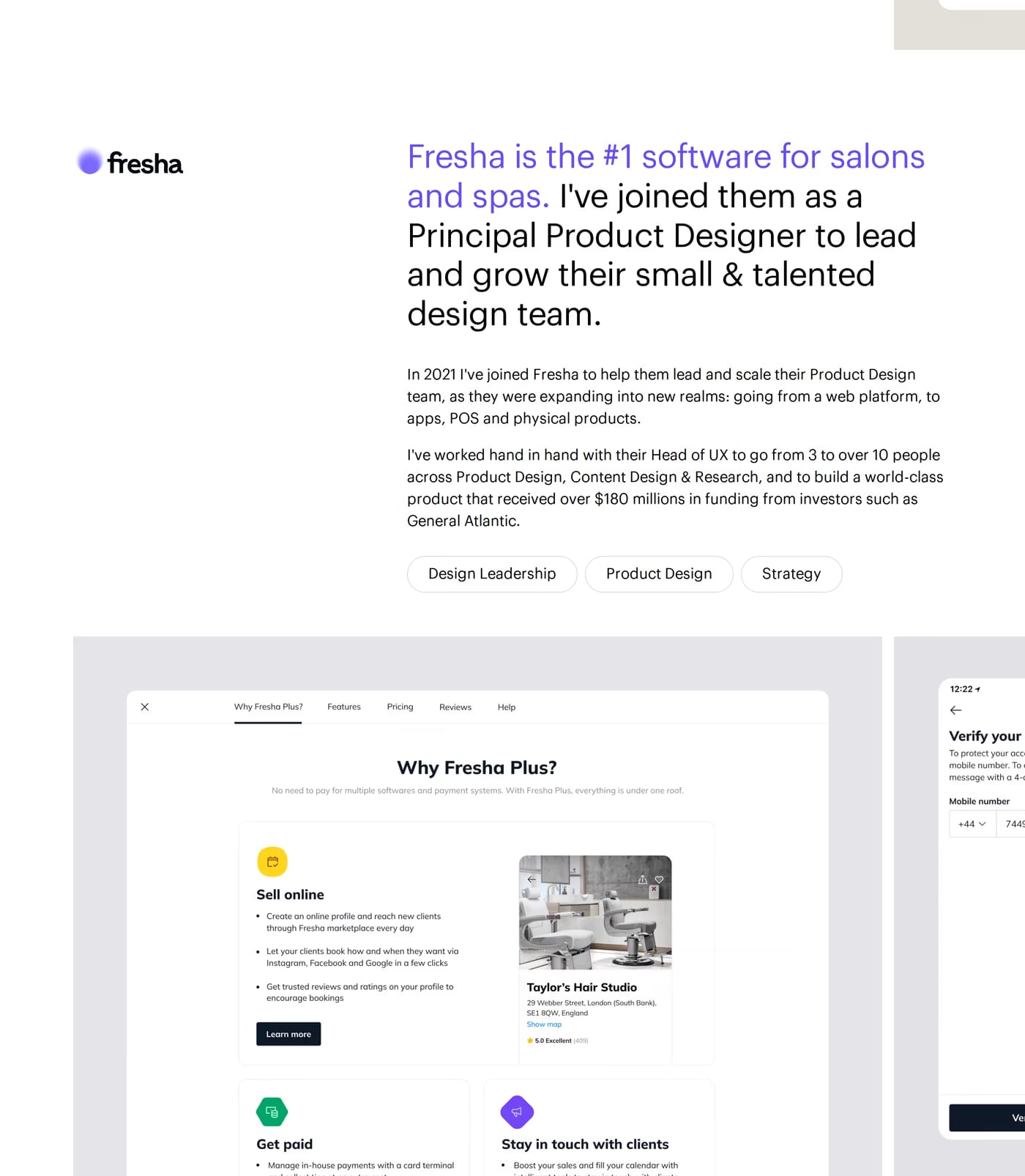 Dan Tase — screenshot of the portfolio section