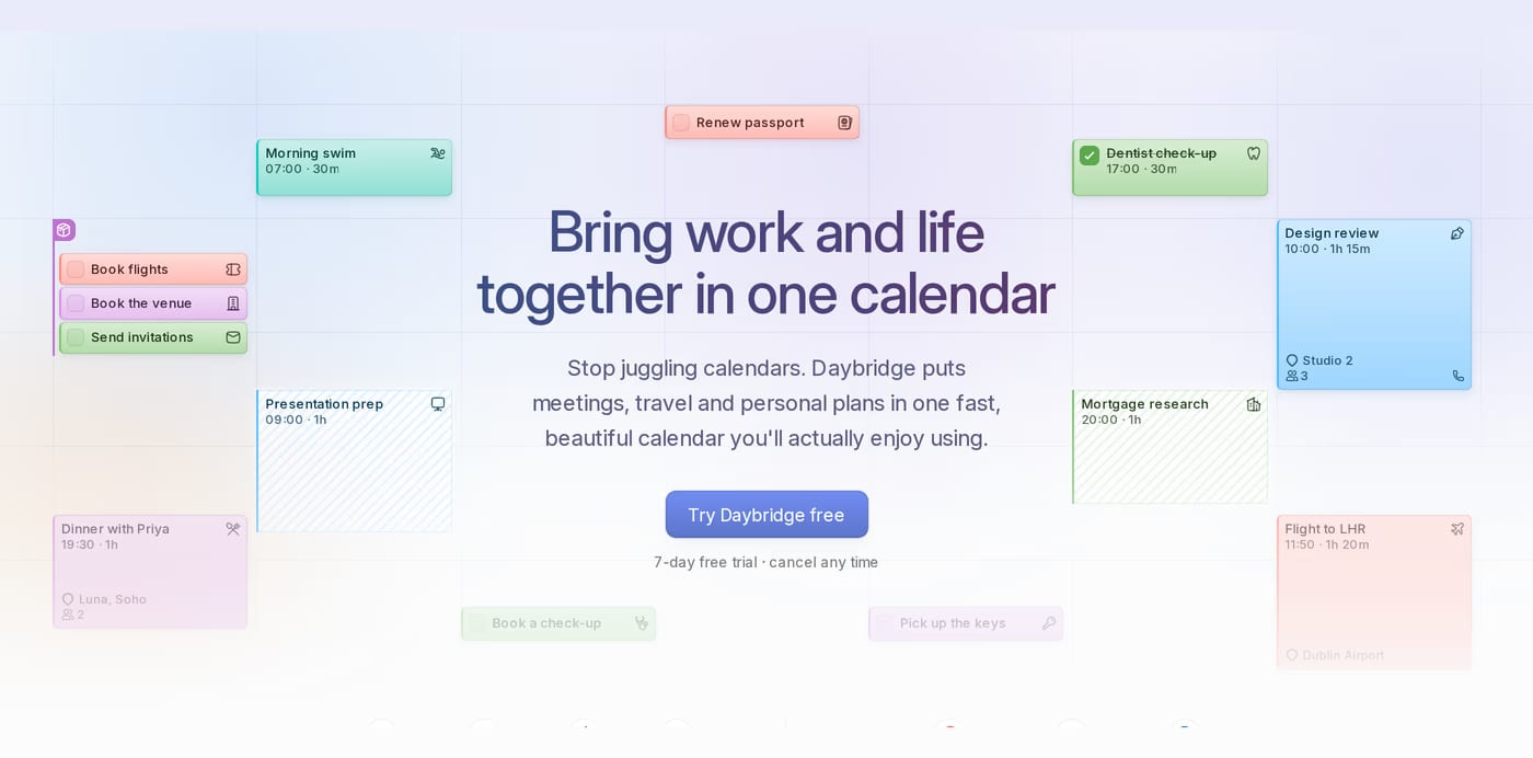 Daybridge — screenshot of the hero section