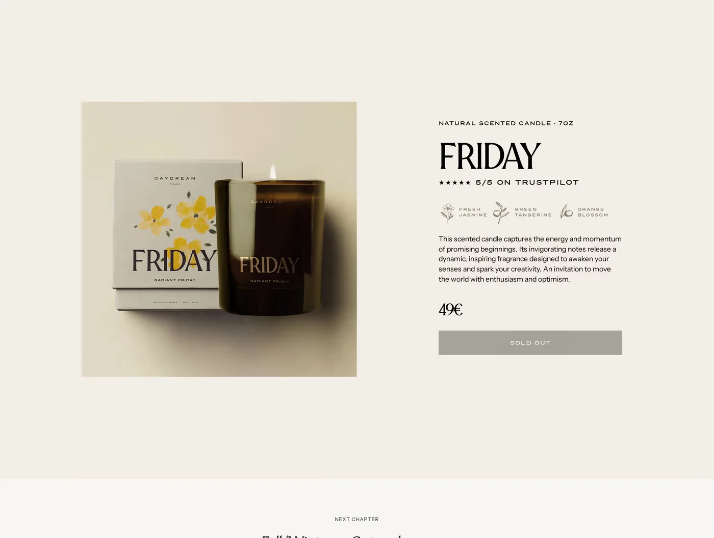 Daydream 1820 — screenshot of the products section