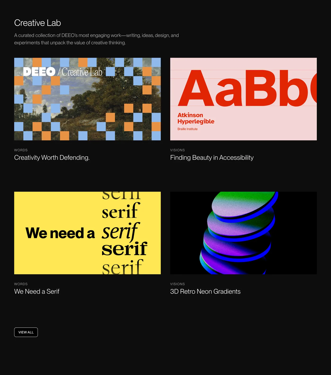 Deeo Studio — screenshot of the portfolio section