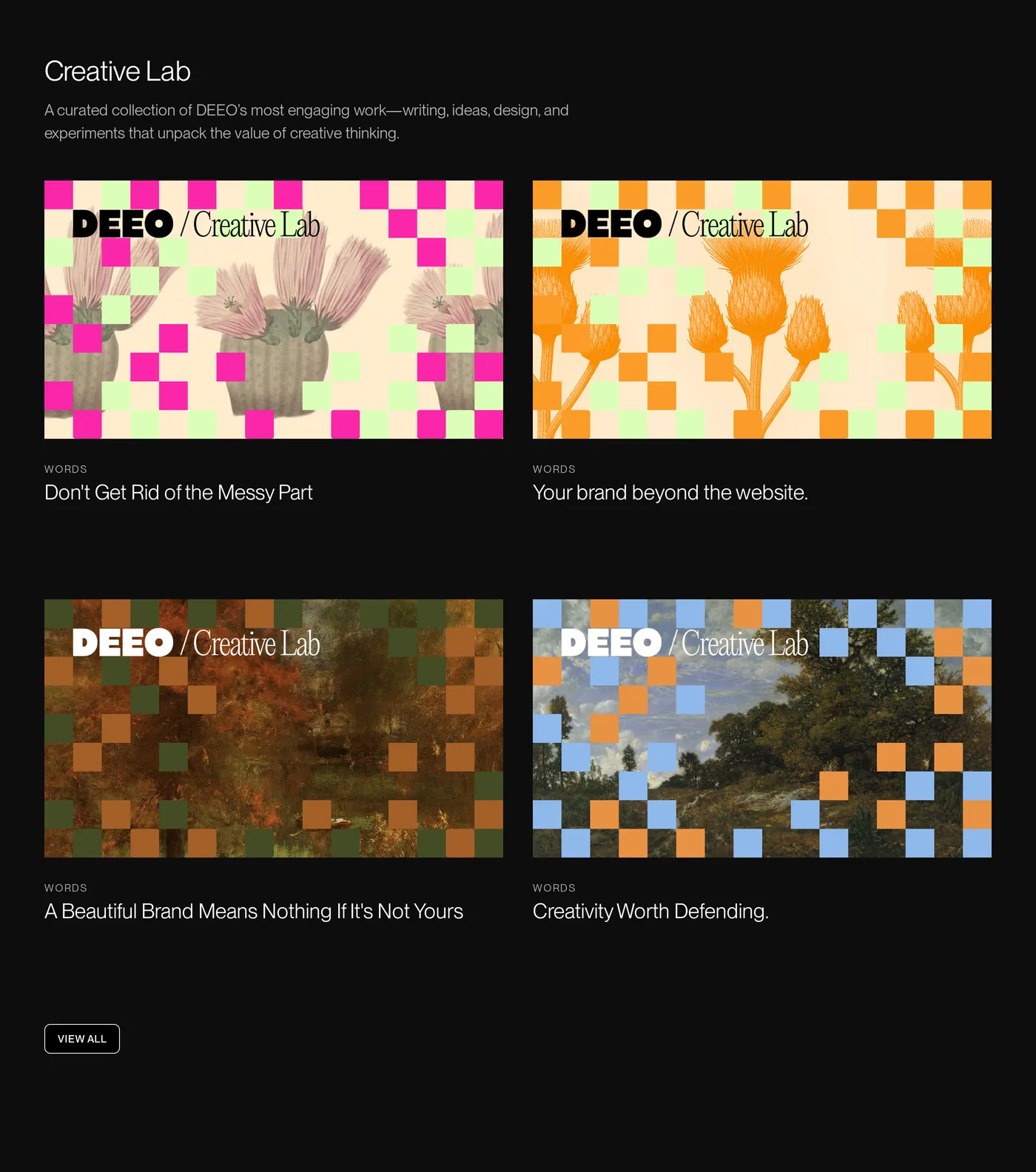 Deeo Studio — screenshot of the portfolio section