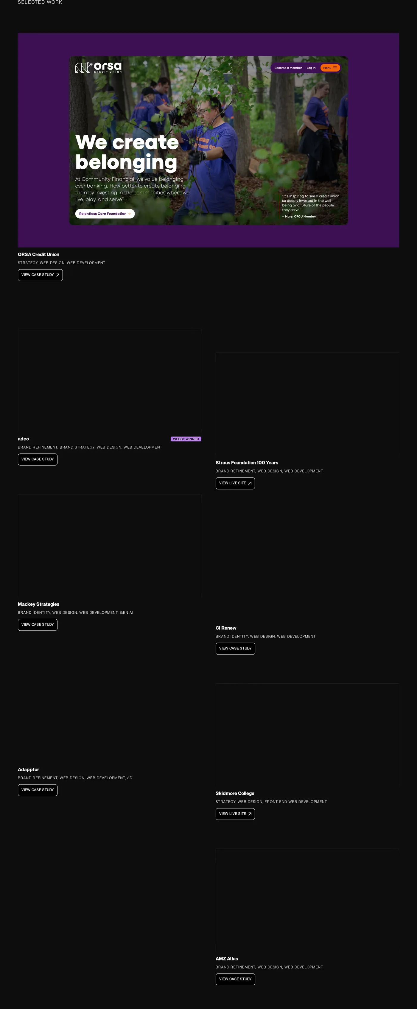 Deeo Studio — screenshot of the portfolio section