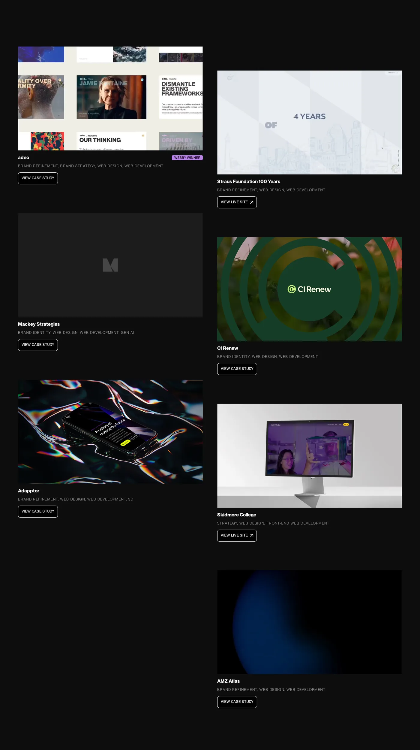 Deeo Studio — screenshot of the portfolio section