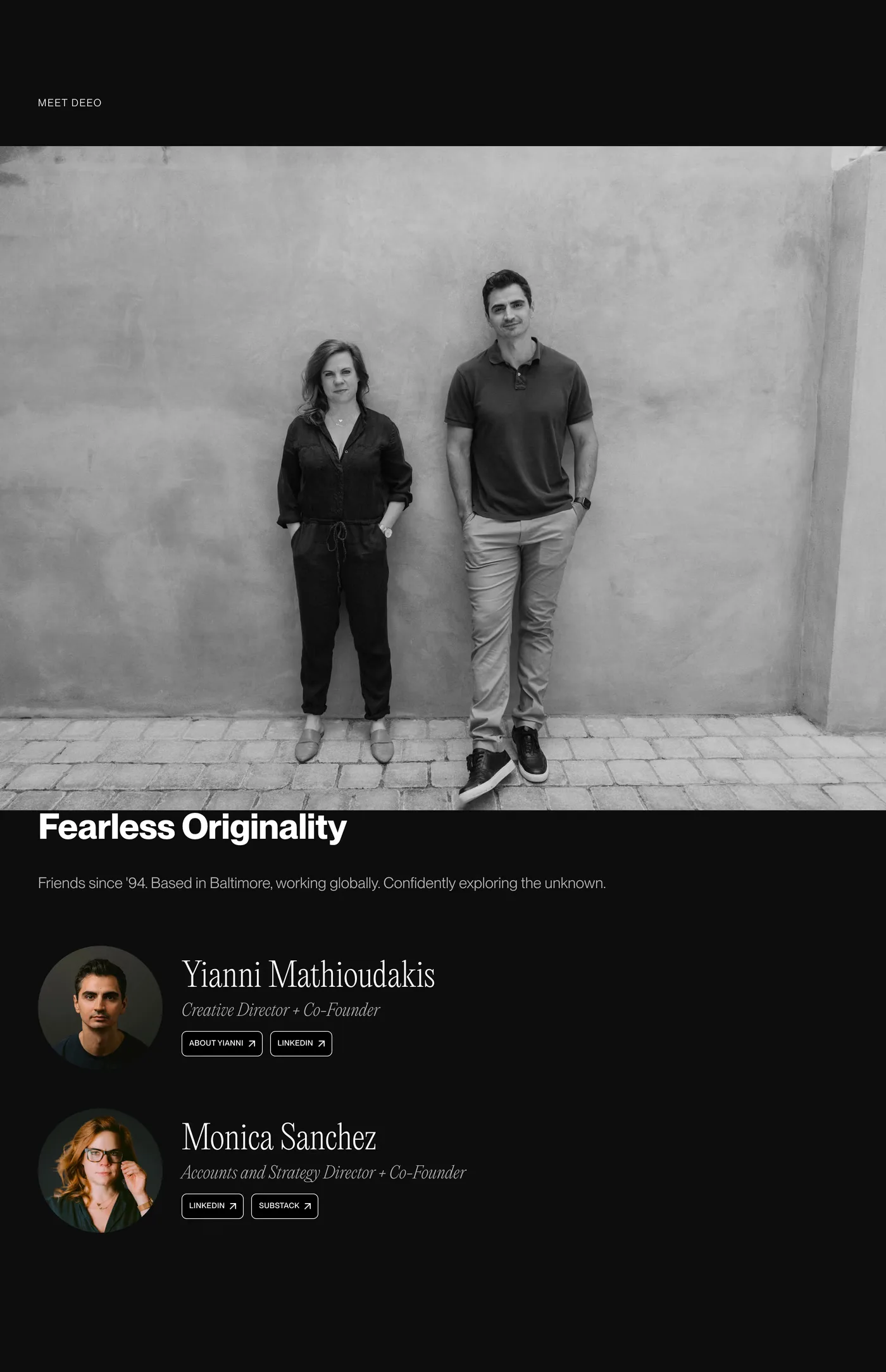 Deeo Studio — screenshot of the team section