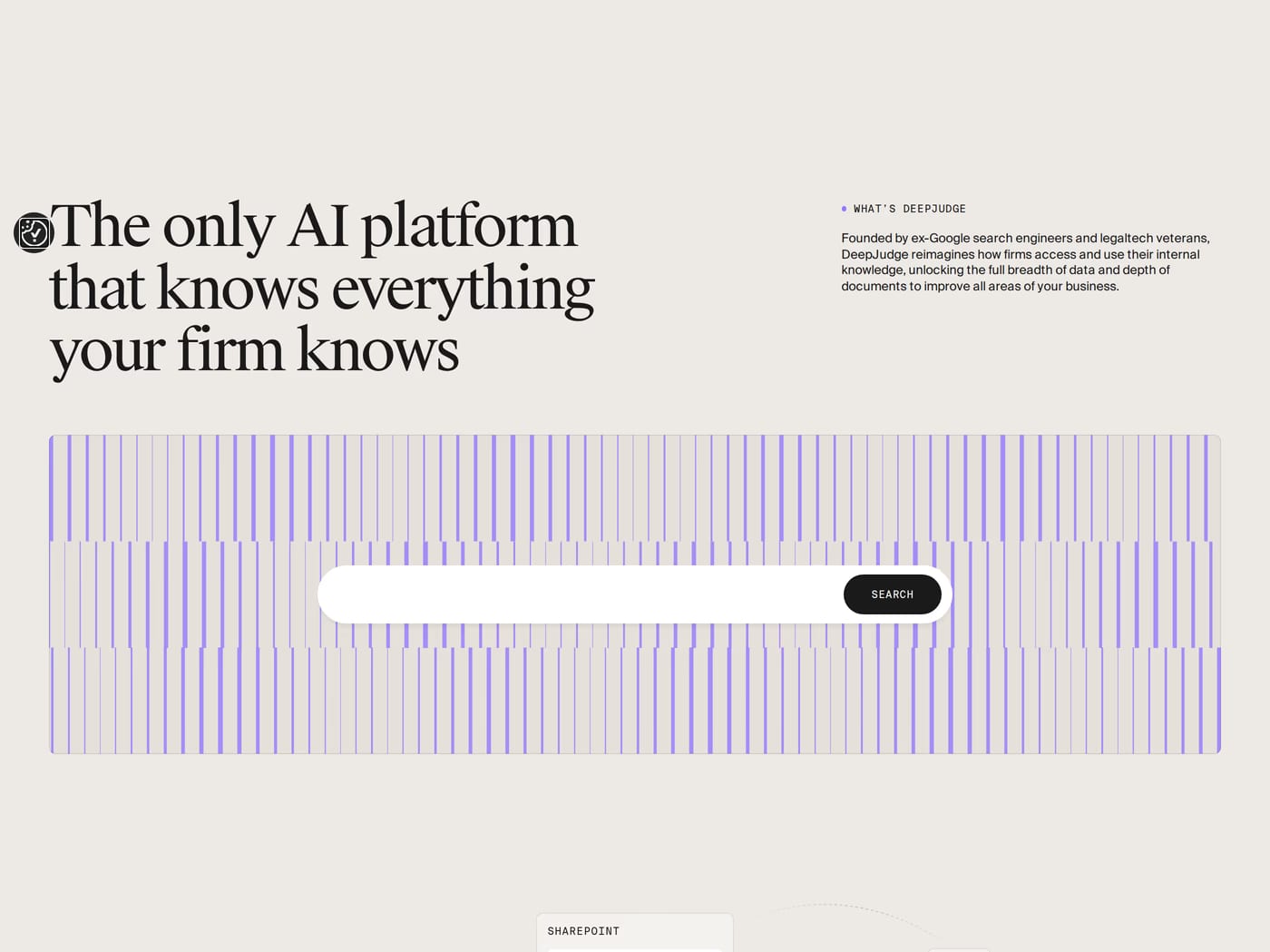 DeepJudge — screenshot of the features section