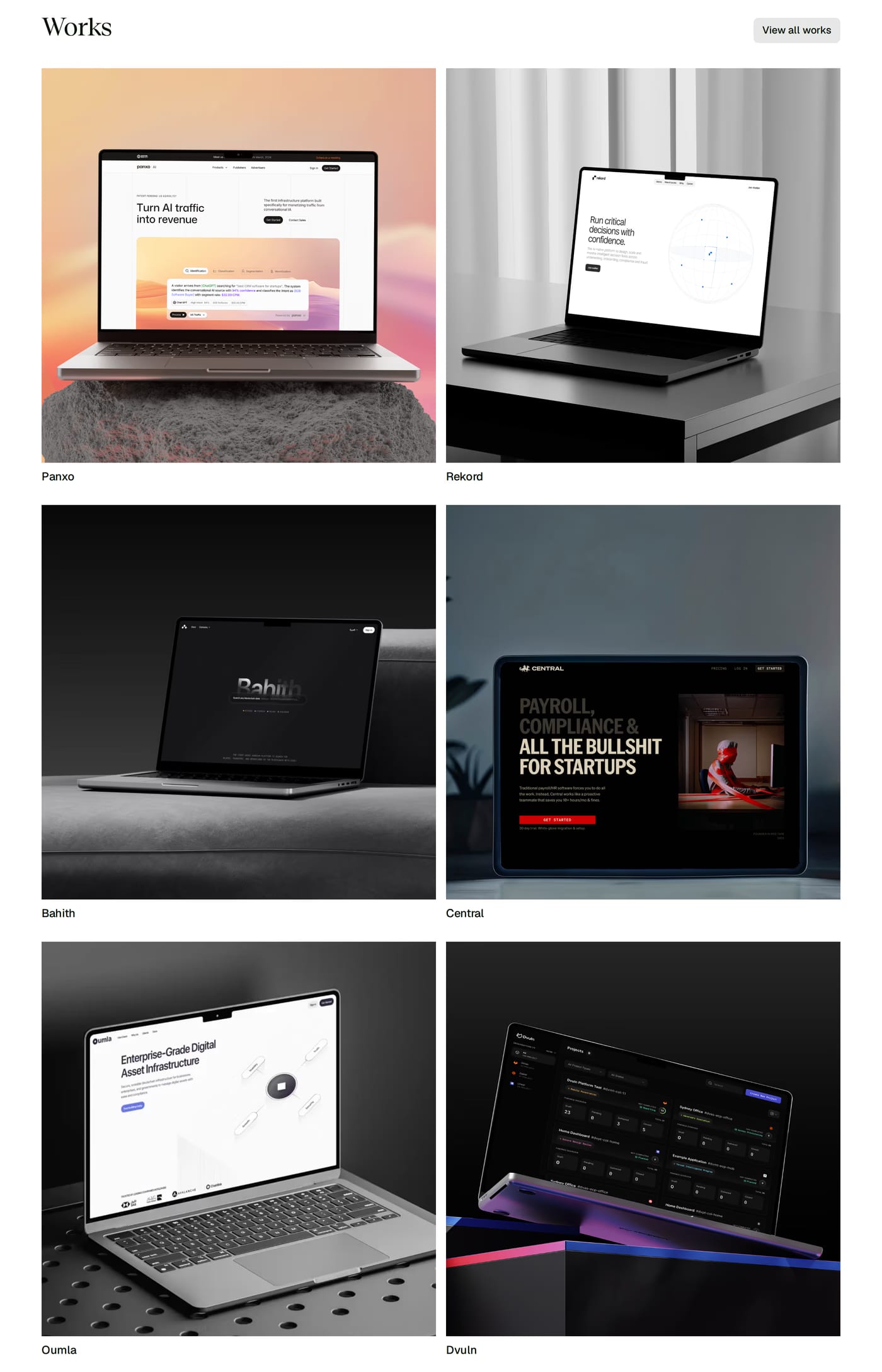Deserve Studio Portfolio section