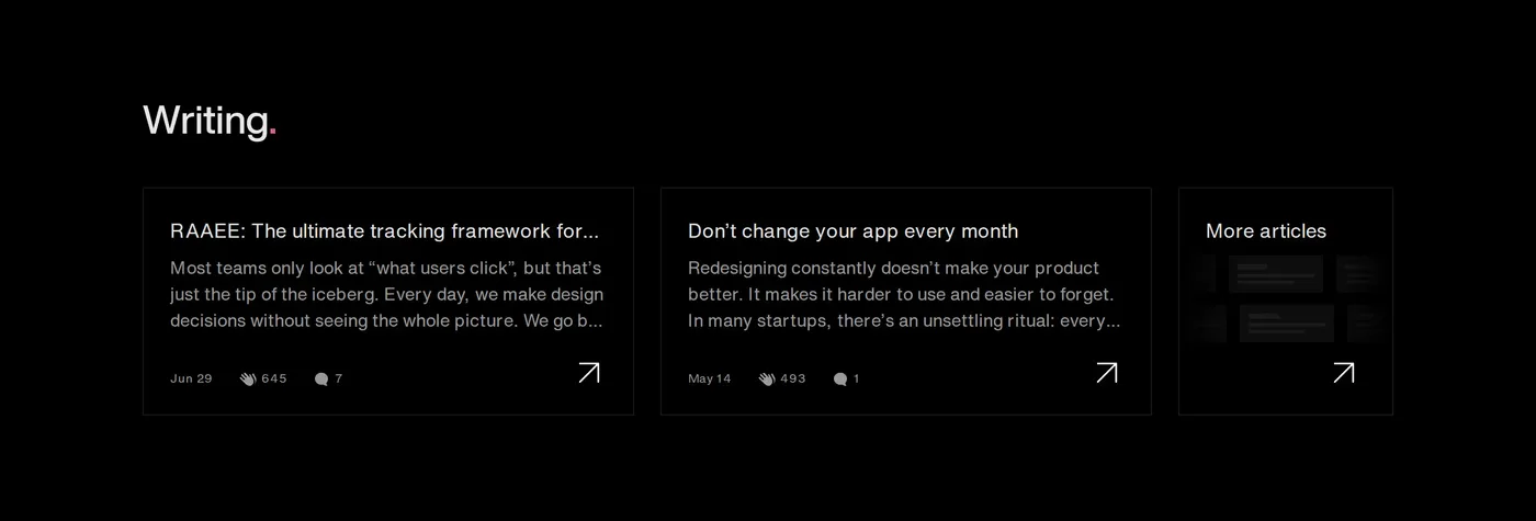 Diegovz — screenshot of the blog section