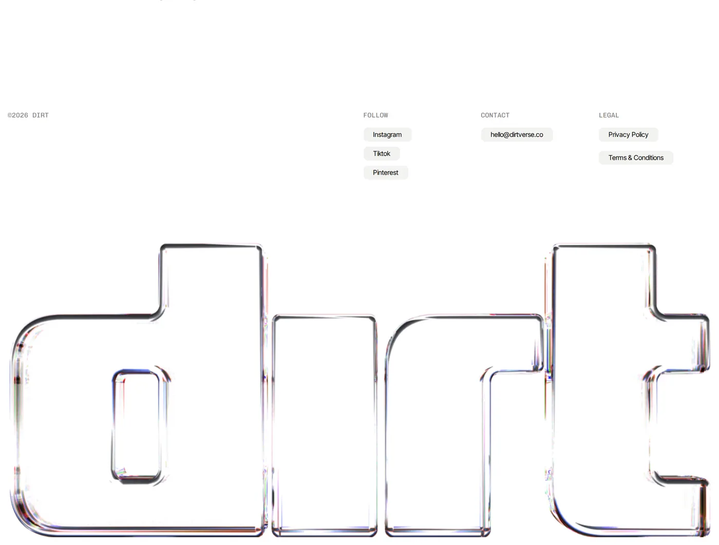 Dirt — screenshot of the footer section