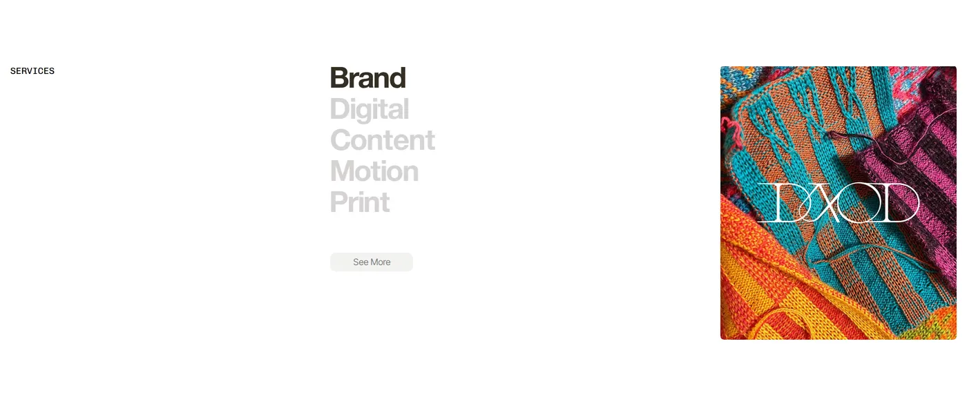 Dirt — screenshot of the services section