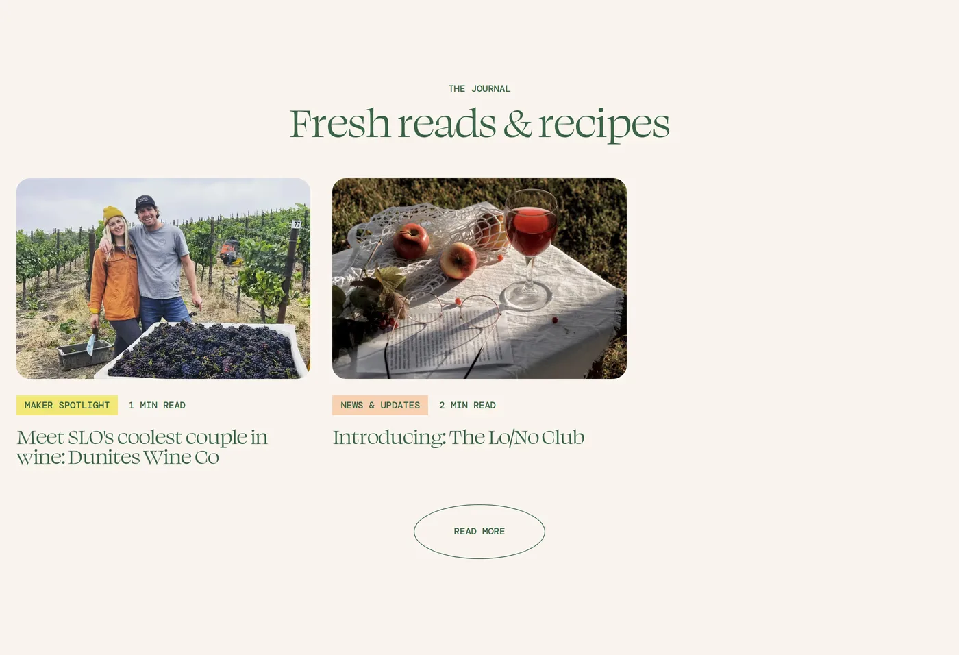 Dirty Vine — screenshot of the blog section