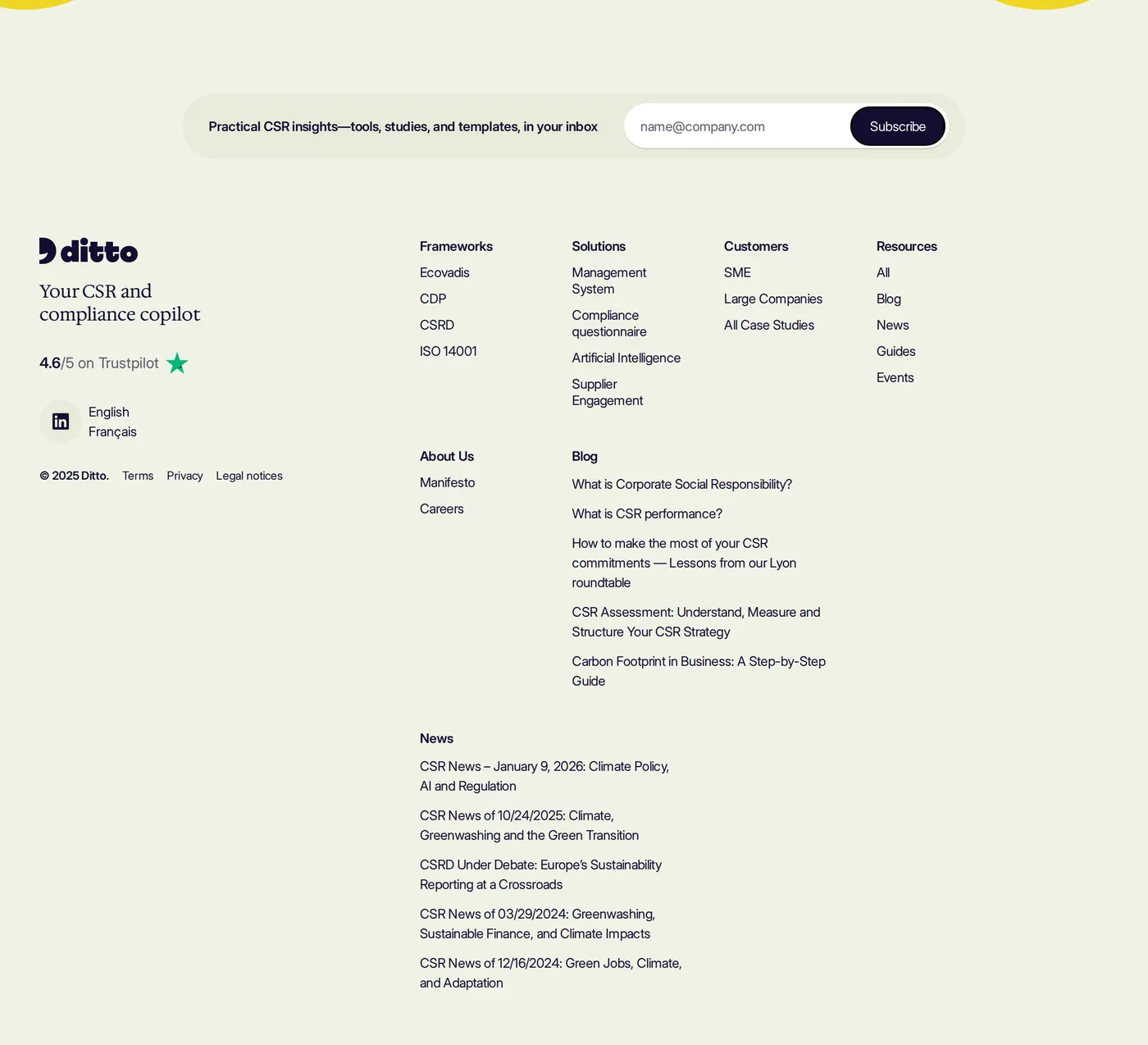 Ditto — screenshot of the footer section