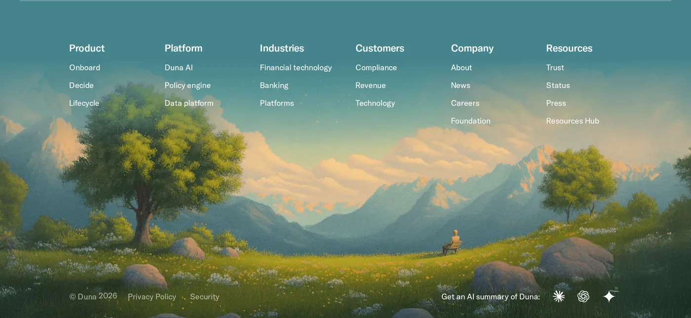 Duna — screenshot of the footer section