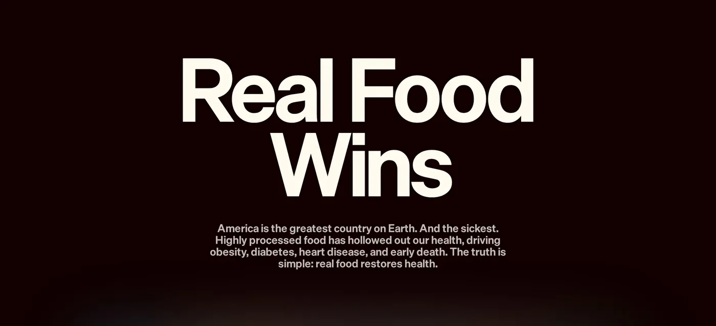 Eat Real Food — screenshot of the hero section