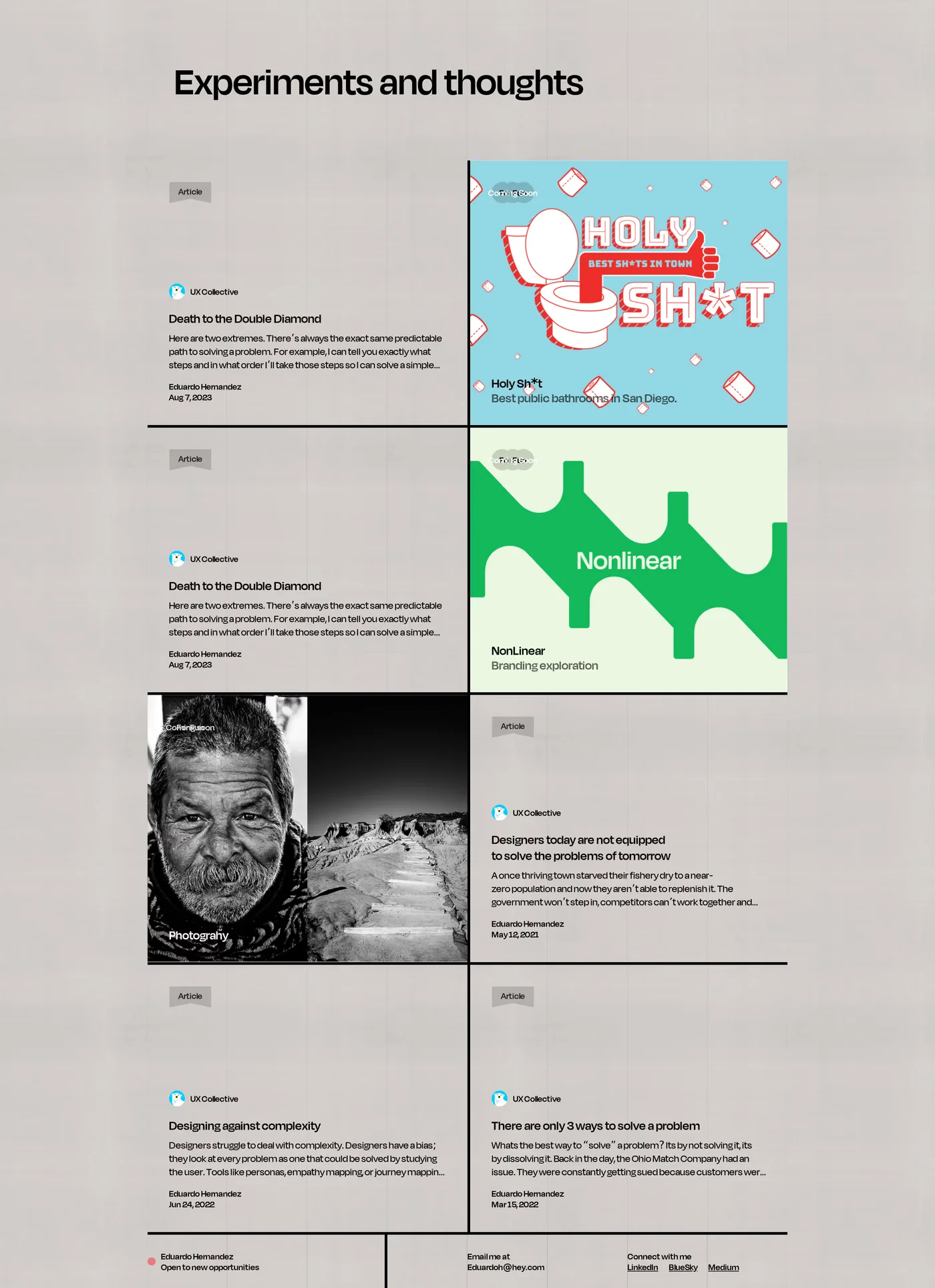 Eduardo Hernandez — screenshot of the blog section