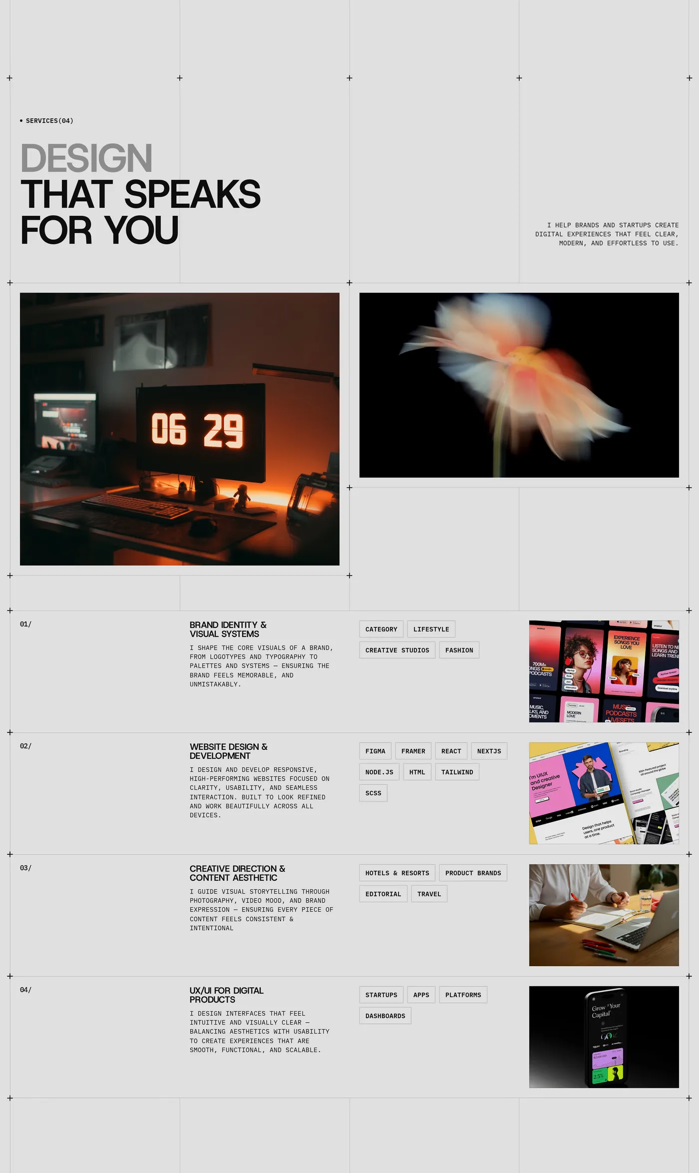 Elian Kent — screenshot of the services section