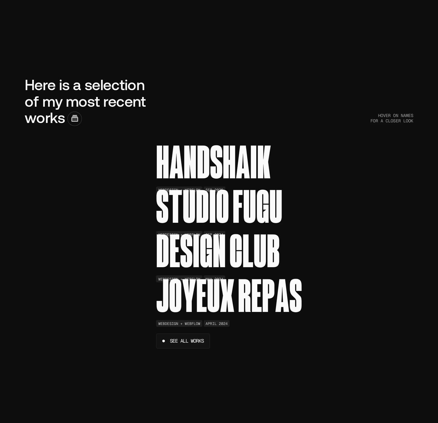 Eliot Besson — screenshot of the portfolio section